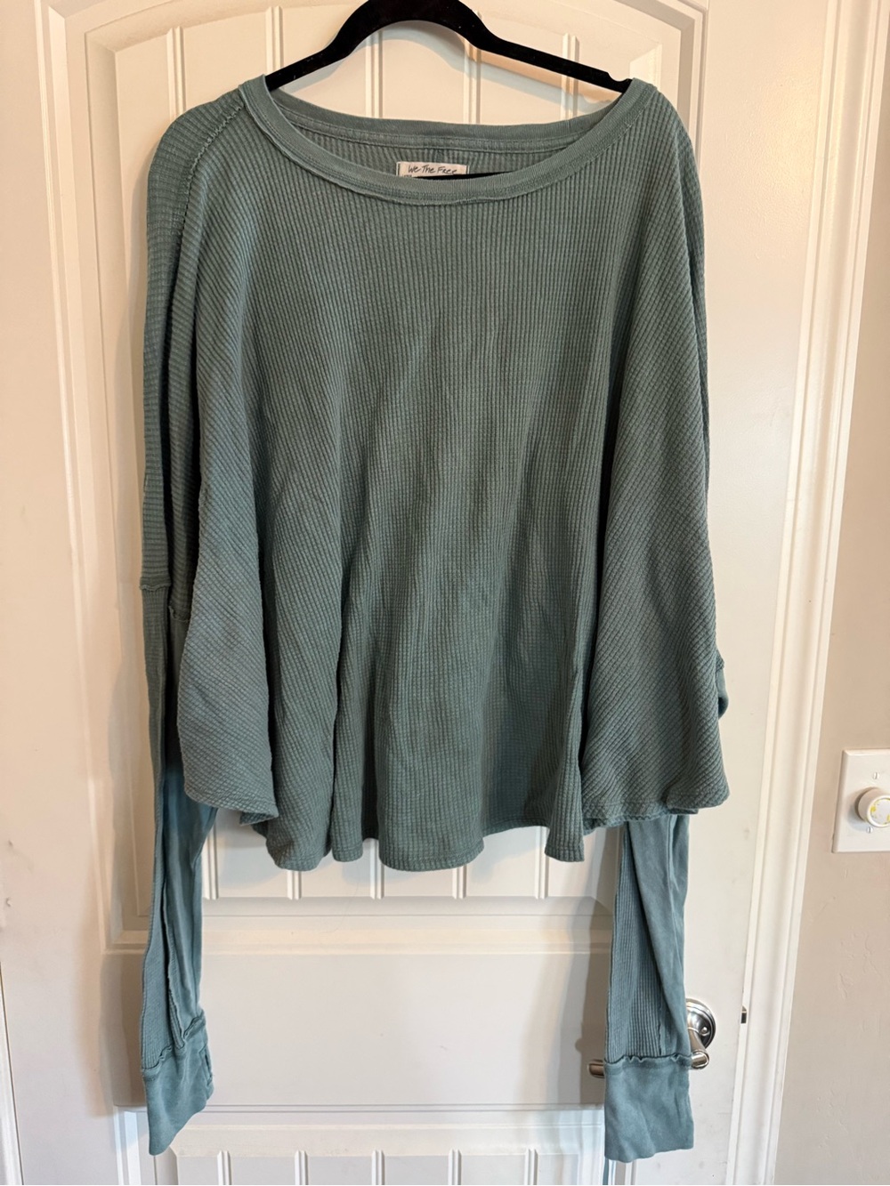 We The Free Seafoam Waffle Knit Long Sleeve Top